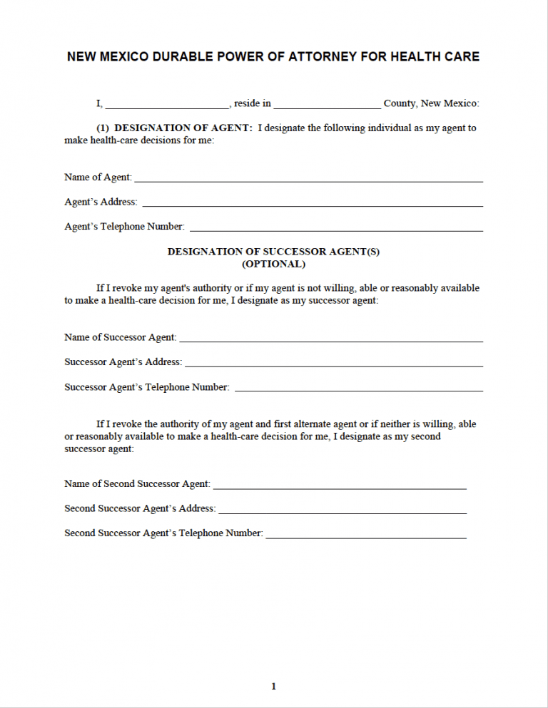 New Mexico Medical Power of Attorney Form preview
