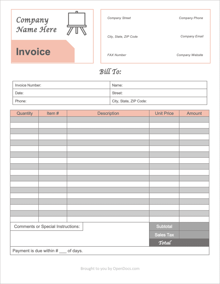 Free Artist Invoice Template Pdf Word Excel