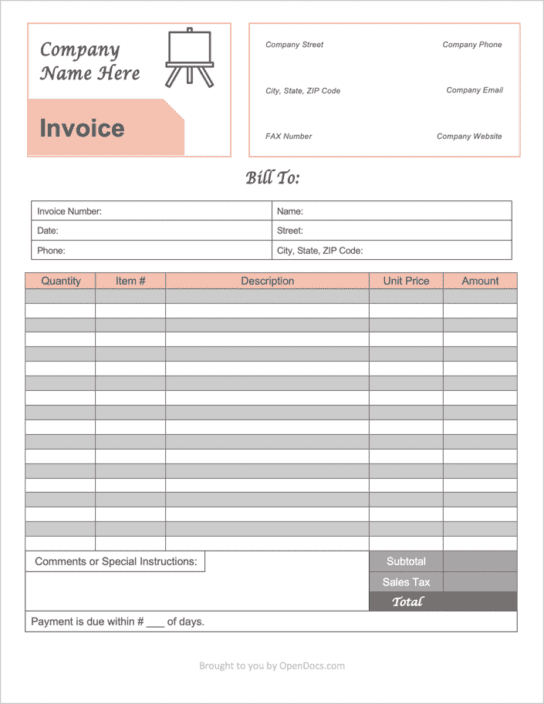 Free Artist Invoice Template PDF WORD EXCEL