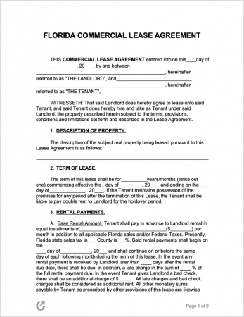 florida rental lease agreement templates