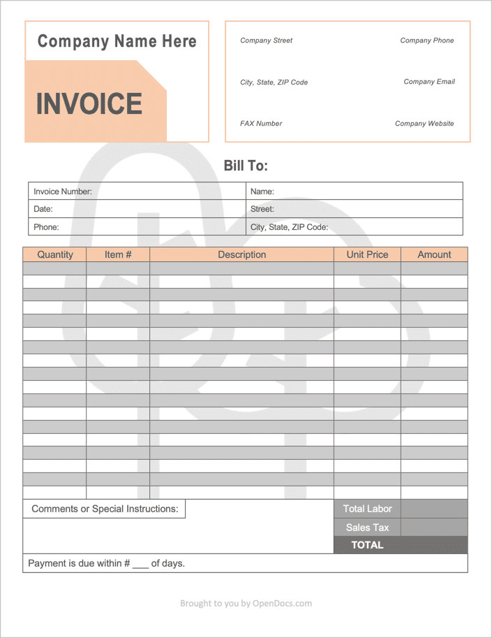 landscaping invoice template free