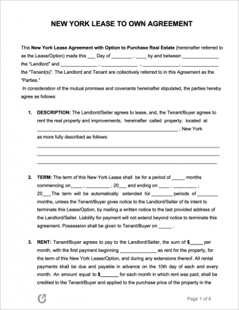 Free New York Lease to Own Agreement | PDF | WORD | RTF