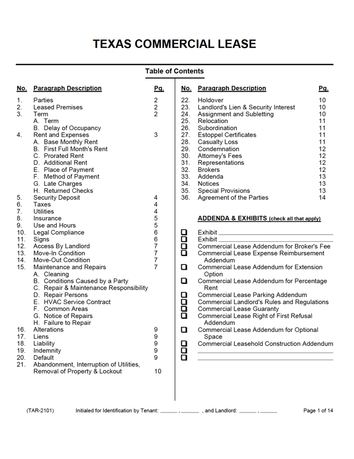 Free Texas Commercial Lease Agreement PDF Free Texas Commercial Lease Agreement PDF