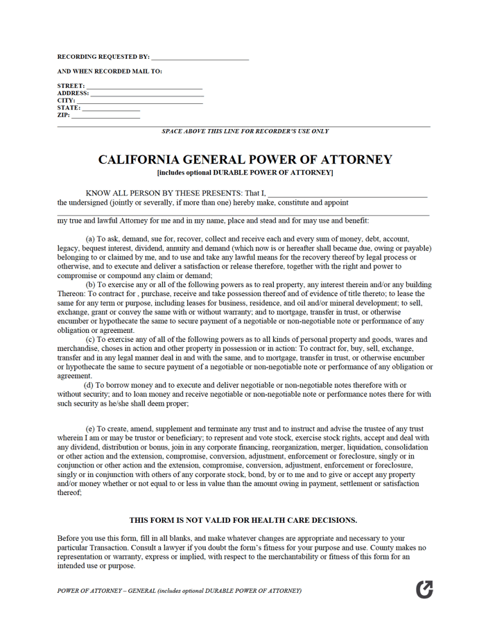 Free California General (Financial) Power of Attorney Form | PDF | WORD free-california-general-financial-power-of-attorney-form-pdf-word