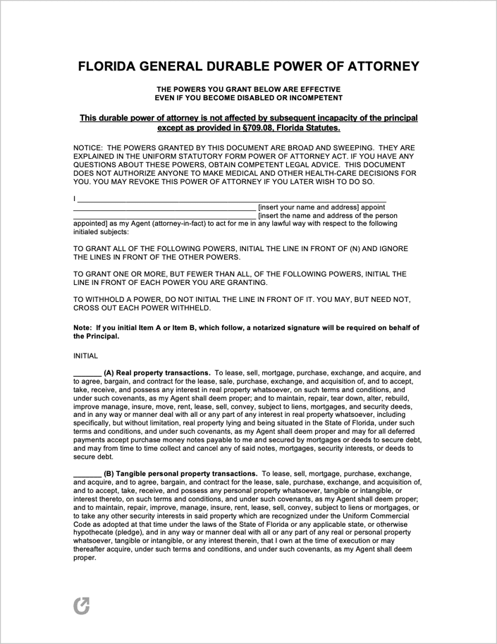 Free Florida Power of Attorney Forms | PDF | WORD free-florida-power-of-attorney-forms-pdf-word