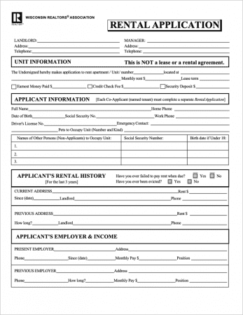 Free Wisconsin Rental Application | PDF | WORD