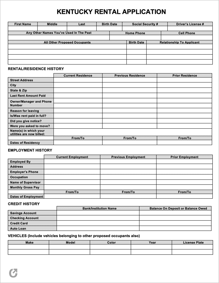 Free Kentucky Rental Application PDF WORD RTF Free Kentucky Rental Application PDF WORD RTF
