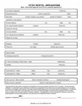 Free Utah Rental Application | PDF