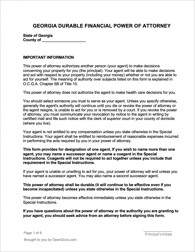 Georgia Power of Attorney Forms preview