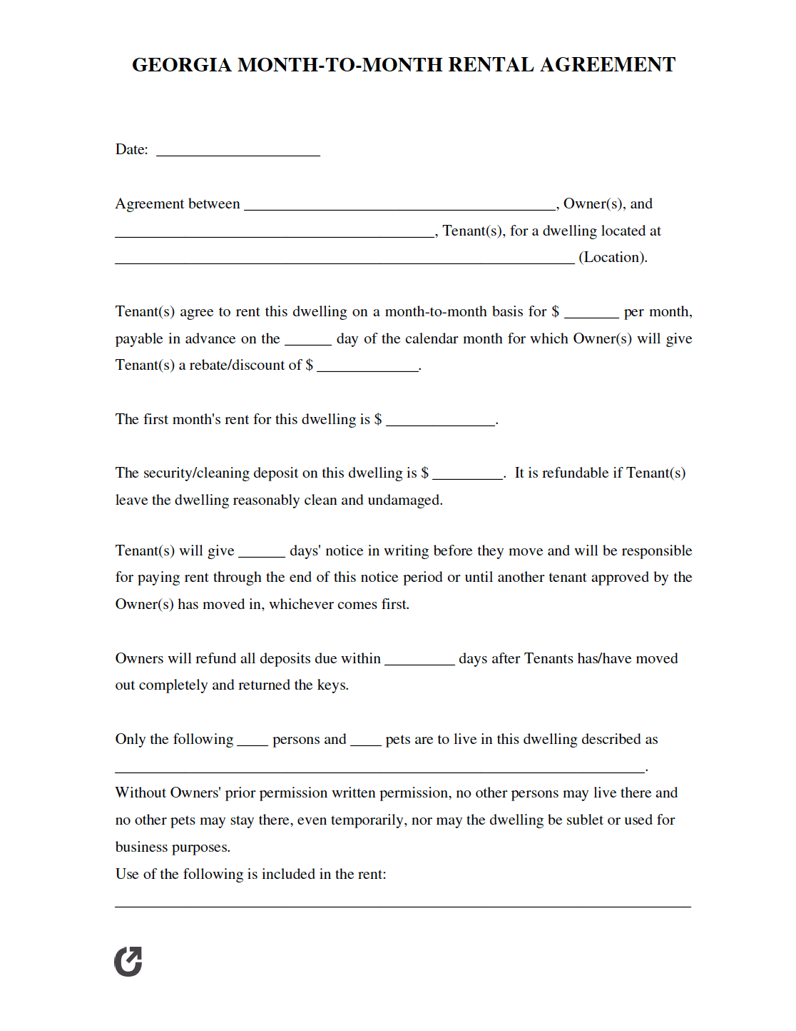 Free Georgia Month to Month Rental Agreement | PDF | WORD free-georgia-month-to-month-rental-agreement-pdf-word