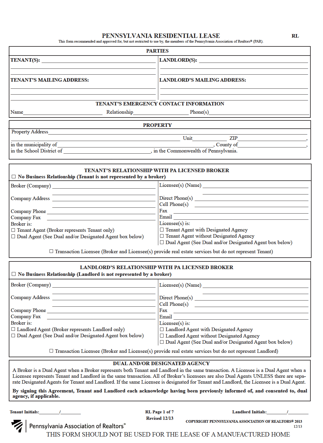 Free Pennsylvania Standard Residential Lease Agreement | PDF | WORD