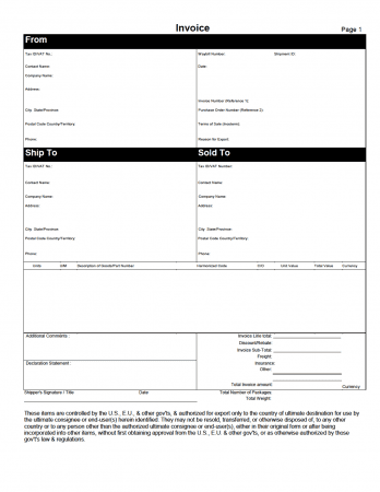 Free International Commercial Invoice Templates - PDF – eForms