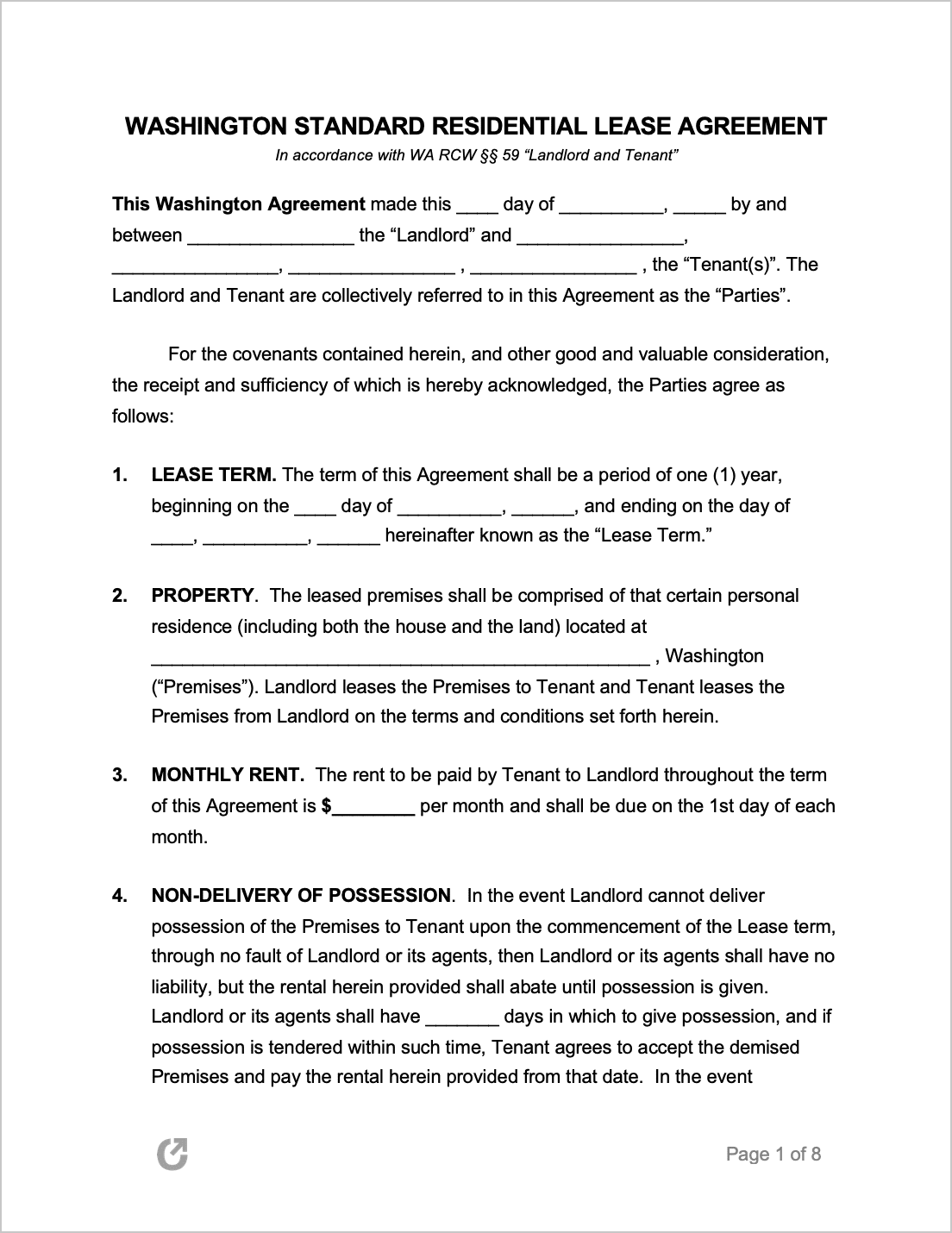 Free Washington Standard Residential Lease Agreement PDF WORD free-washington-standard-residential-lease-agreement-pdf-word