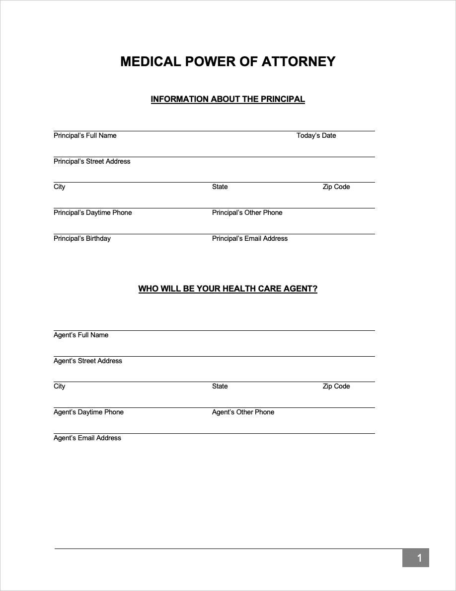 Free Medical Power Of Attorney Forms Pdf Word Rtf 4760