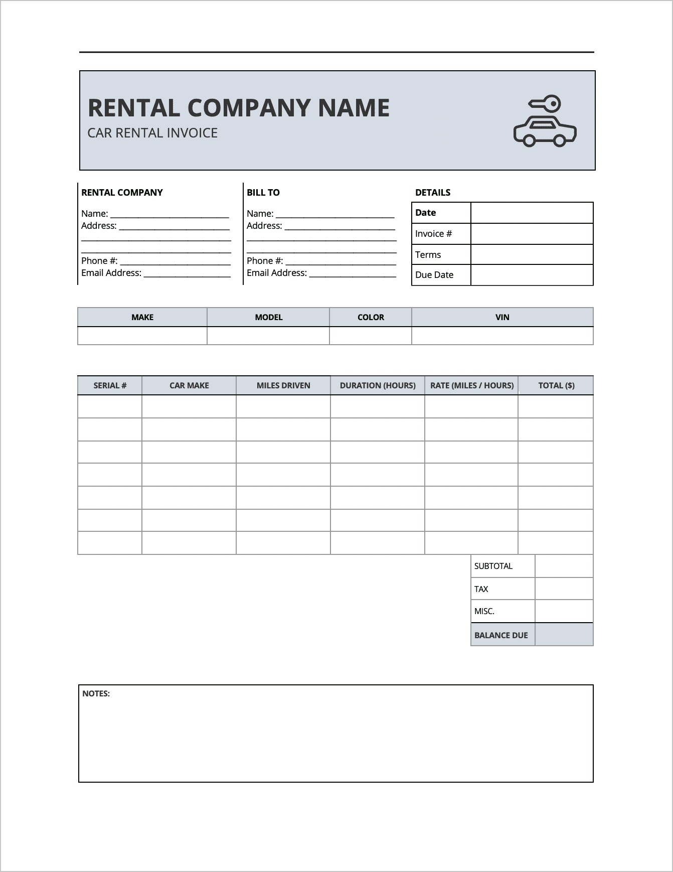 car travel receipt