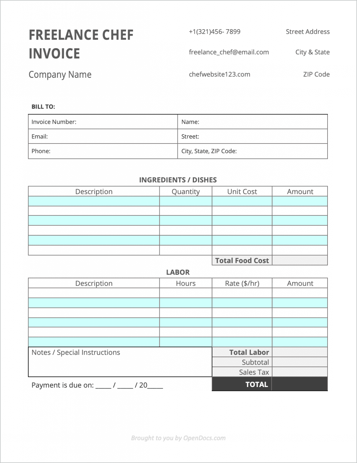 Free Freelance Chef Invoice Template | PDF | WORD | EXCEL