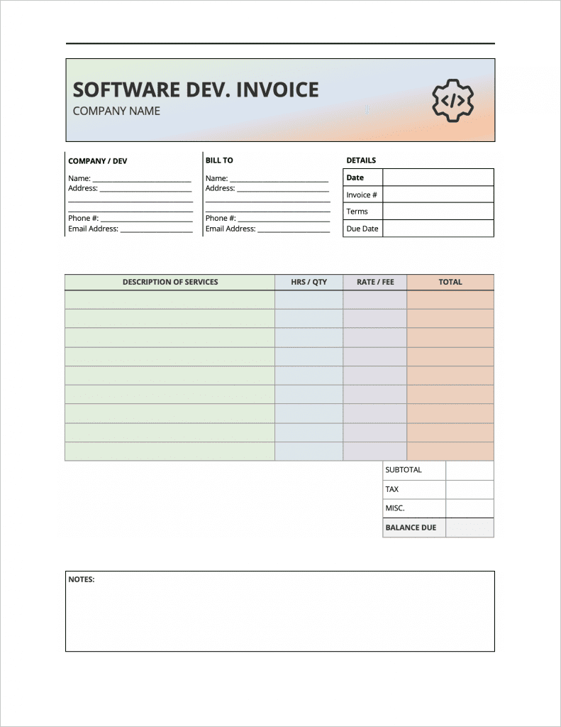Free Software Development Invoice Template | PDF | WORD | EXCEL