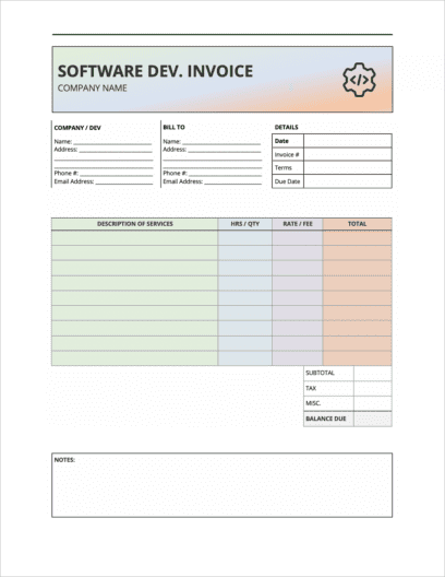 Free Software Development Invoice Template | PDF | WORD | EXCEL
