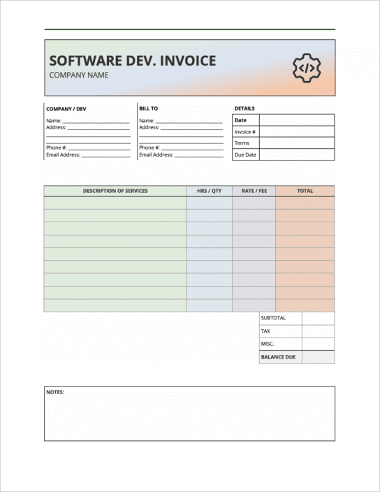 Free Software Development Invoice Template | PDF | WORD | EXCEL