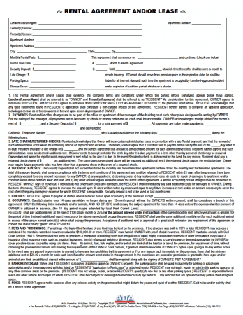 Free California Standard Residential Lease Agreement | PDF | WORD | RTF