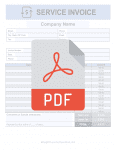 A PDF icon overlayed over an invoice document.