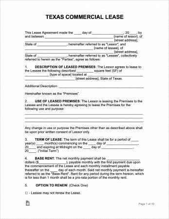 Free Texas Commercial Lease Agreement | PDF