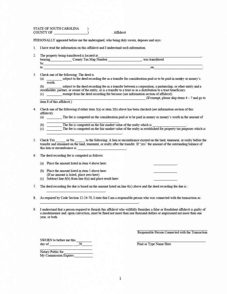 Free South Carolina Quit Claim Deed Form | PDF | WORD