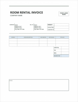 Free Room Rental Invoice Template | PDF | WORD