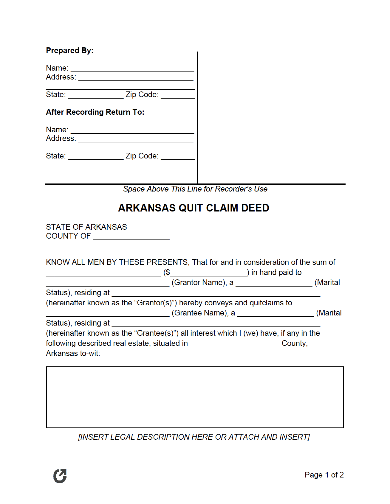 Free Arkansas Quit Claim Deed Form PDF WORD RTF free-arkansas-quit-claim-deed-form-pdf-word-rtf