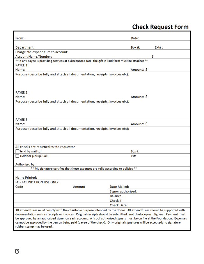 Free Check Request Forms | PDF | WORD | EXCEL