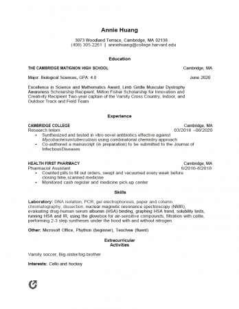 sample of cv resume pdf
