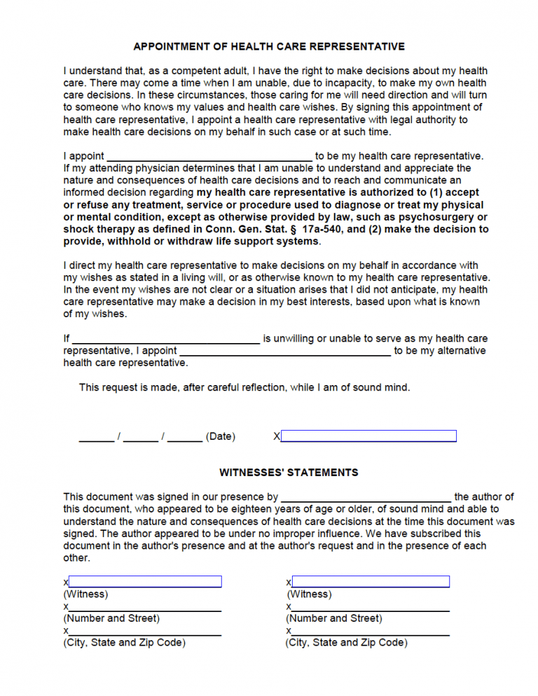 Connecticut Medical Power of Attorney Form preview