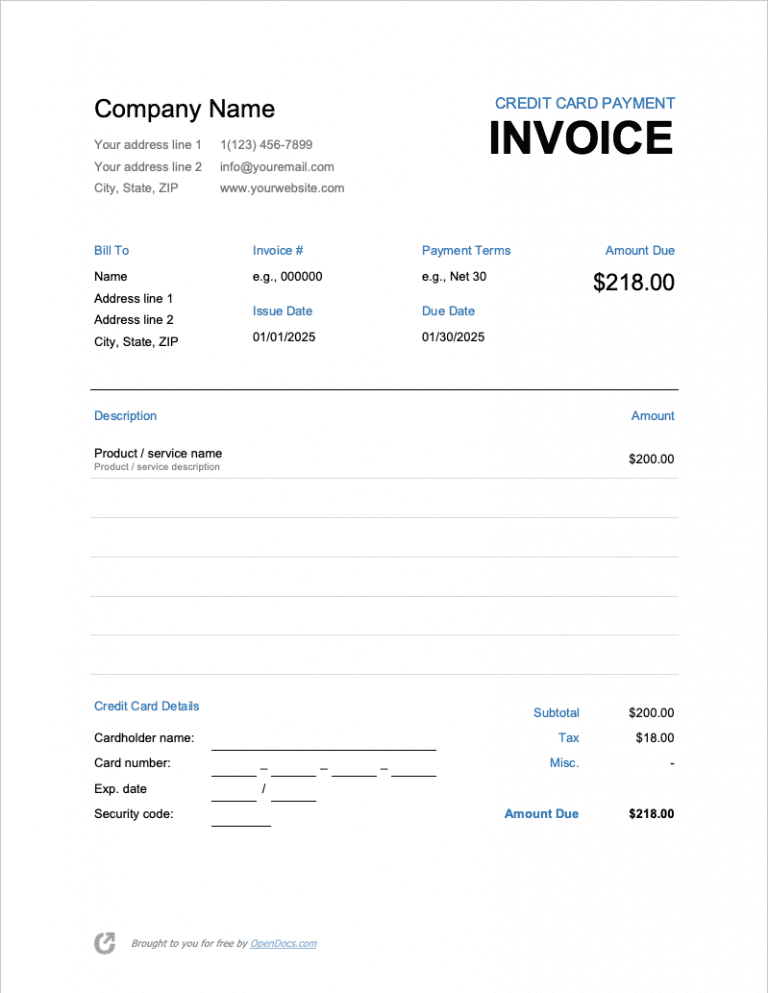 Free Credit Card Payment Invoice Template PDF WORD EXCEL free-credit-card-payment-invoice-template-pdf-word-excel