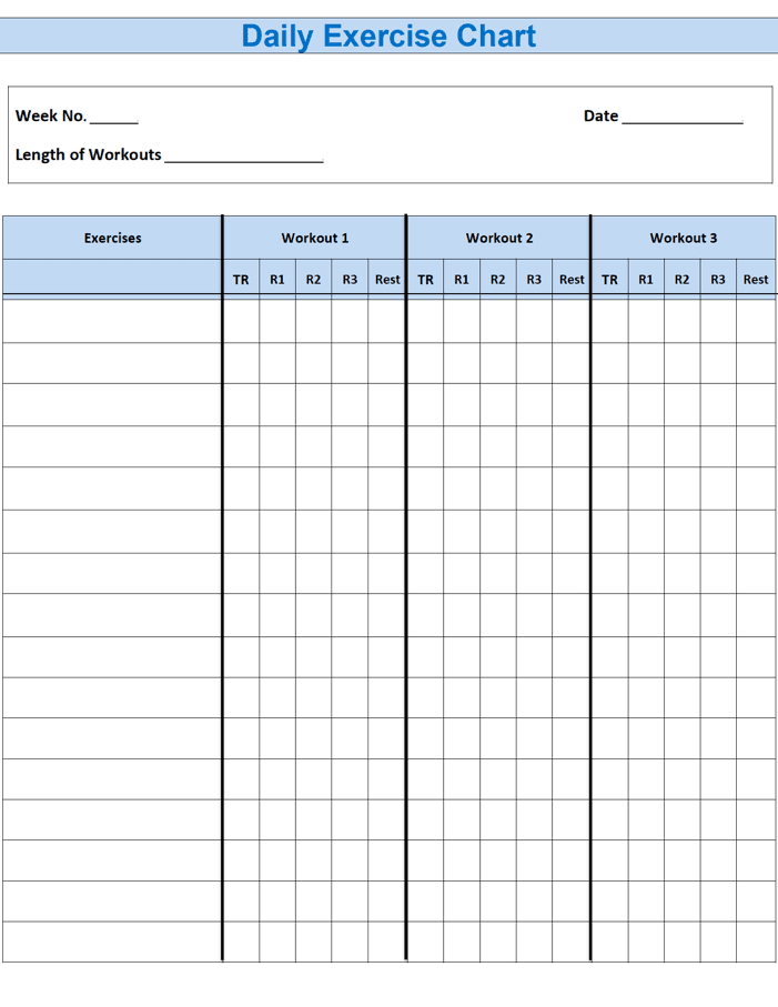 work out charts template