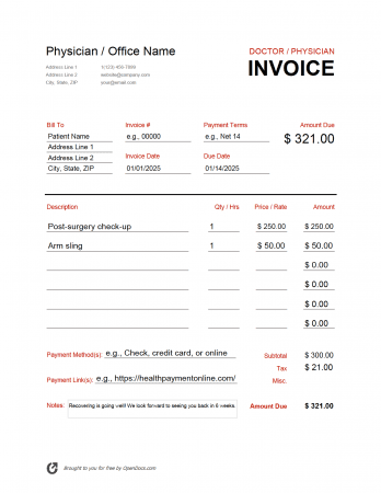Free Doctor (Physician) Invoice Template | PDF | WORD | EXCEL