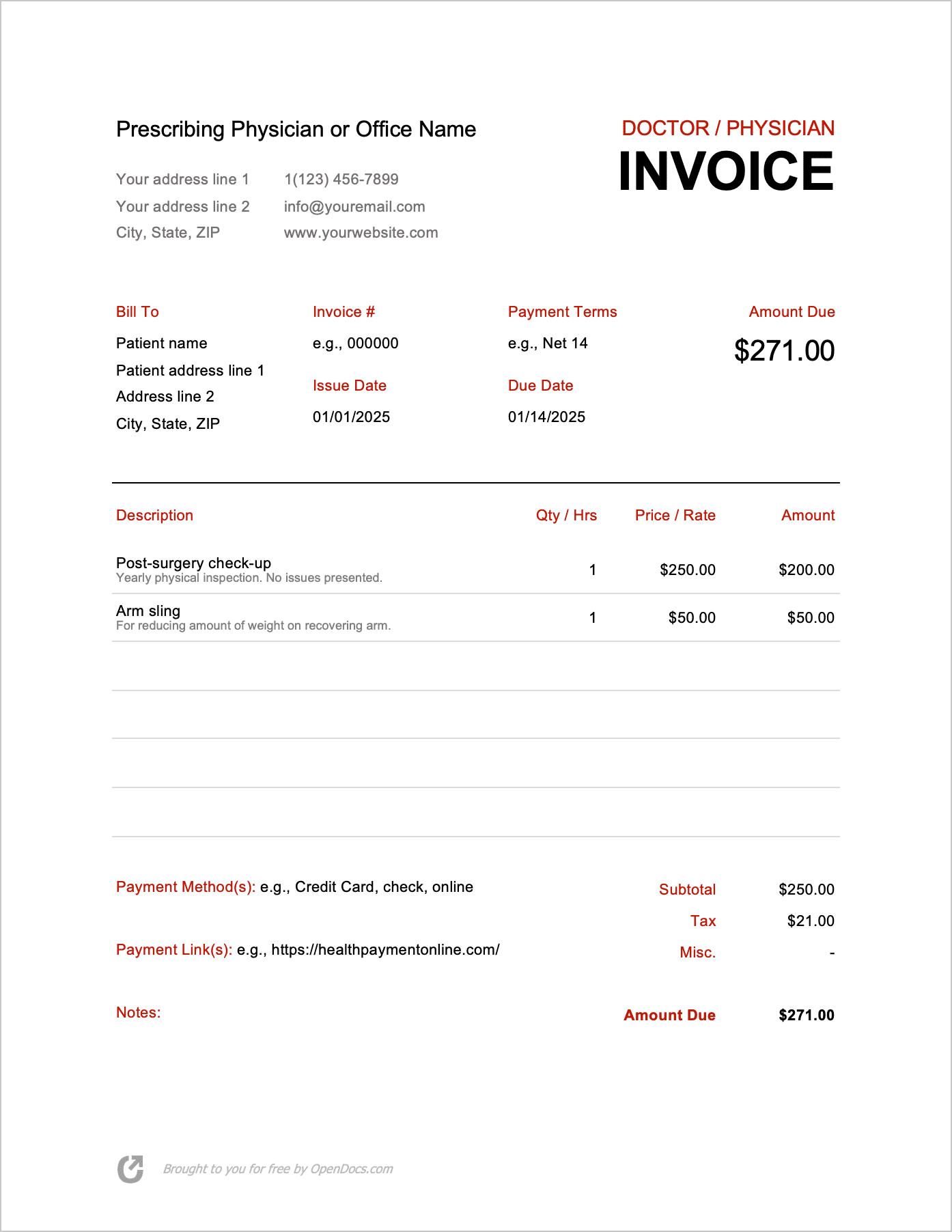 Free Doctor (Physician) Invoice Template | PDF | WORD | EXCEL