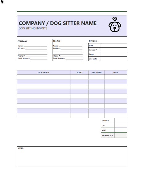 Free Dog Sitting Invoice Template PDF WORD EXCEL Free Dog Sitting Invoice Template PDF WORD EXCEL