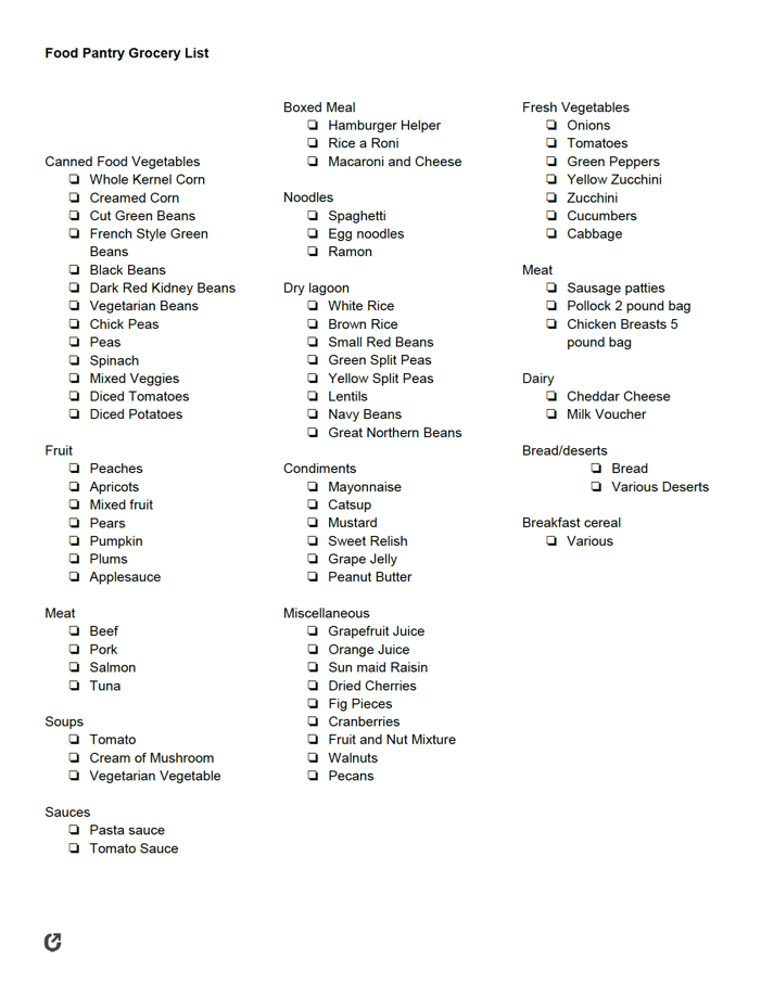 Free Grocery List Templates | PDF | WORD