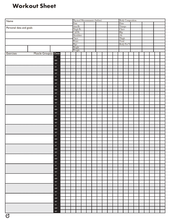 Free Exercise Chart Templates | PDF | WORD | EXCEL