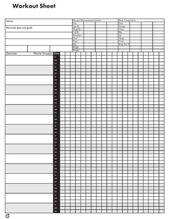 Free Exercise Chart Templates | PDF | WORD | EXCEL