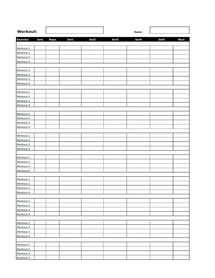 Free Exercise Chart Templates | PDF | WORD | EXCEL