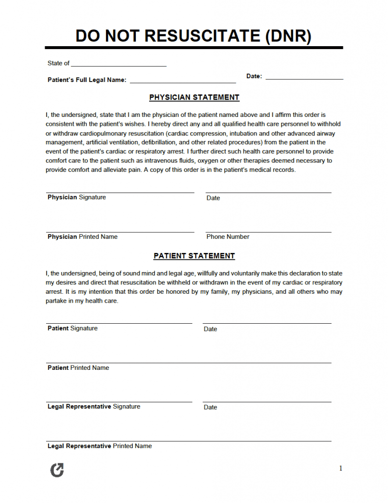 Dnr Paper Example Free Do-Not-Resuscitate Order Forms | PDF | WORD