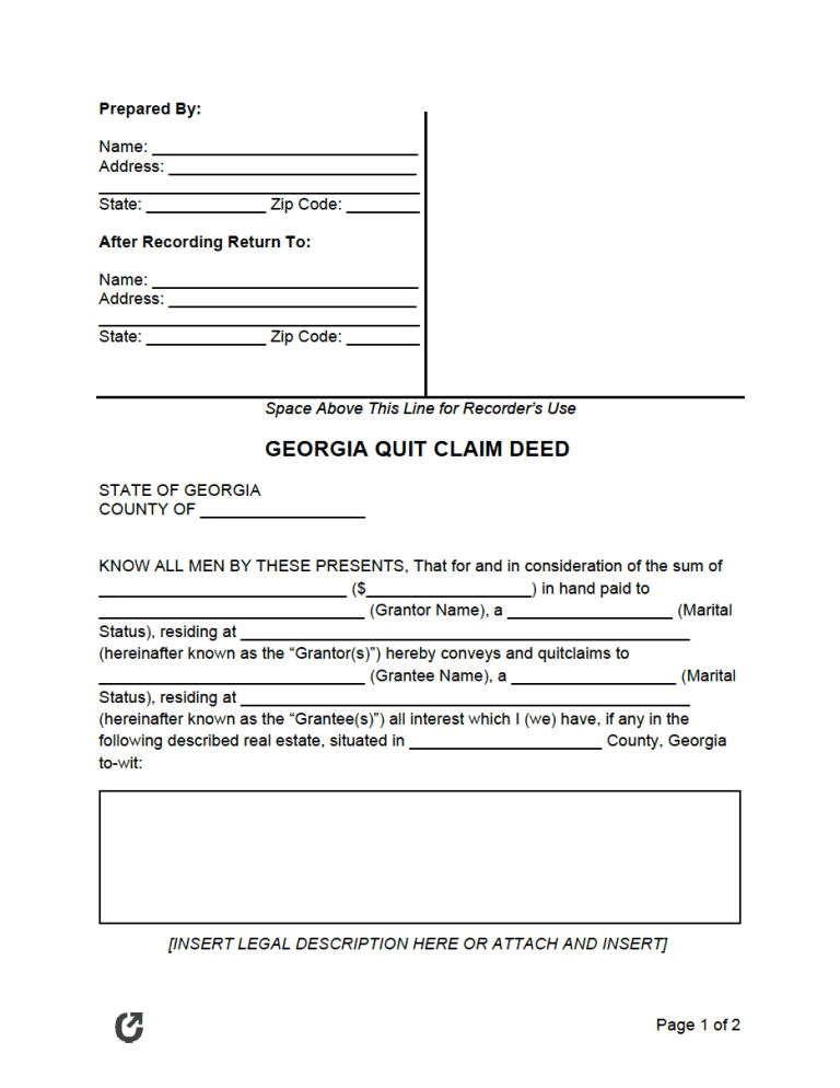 Georgia Quit Claim Deed Form preview