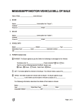 Free Mississippi Motor Vehicle Bill of Sale Form | PDF | WORD | RTF