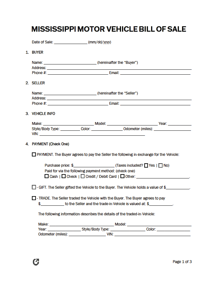 free-mississippi-motor-vehicle-bill-of-sale-form-pdf-word-rtf