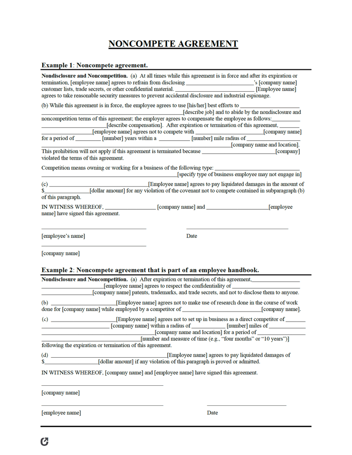Free Non-Compete Agreement Template | PDF | WORD