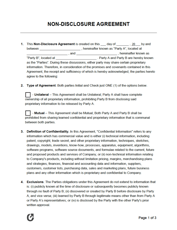 Free Non-Disclosure Agreement (NDA) Template | PDF | WORD