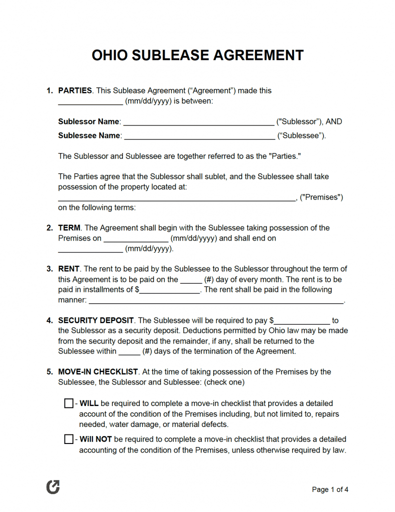 Free Ohio Rental Lease Agreement Templates PDF WORD RTF