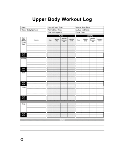 Free Exercise Chart Templates | PDF | WORD | EXCEL