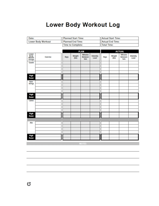 Free Exercise Chart Templates | PDF | WORD | EXCEL